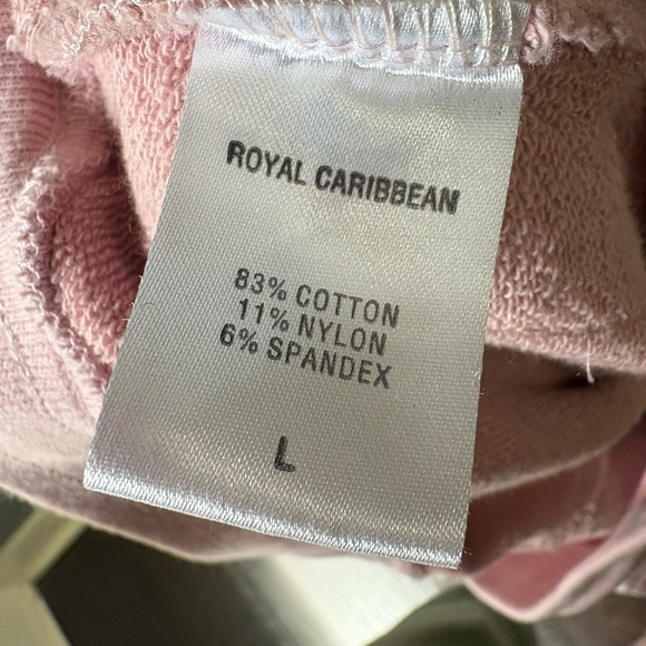 Royal Caribbean, size Large, pink cotton sweatpants, “travel more see more” - Picture 6 of 7
